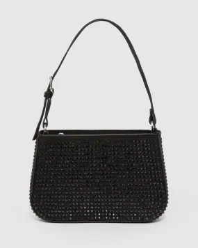 Black Camila Crystal Shoulder Bag