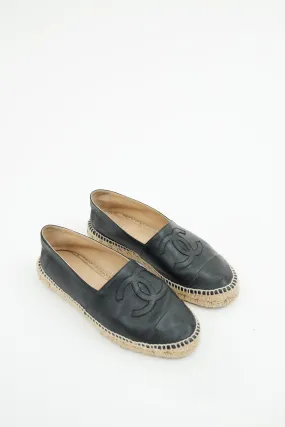 Black CC Leather Espadrille