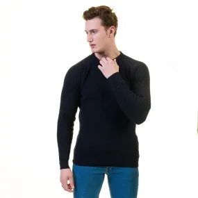 Black Check European Wool Luxury Zippered With Sweater Jacket Warm