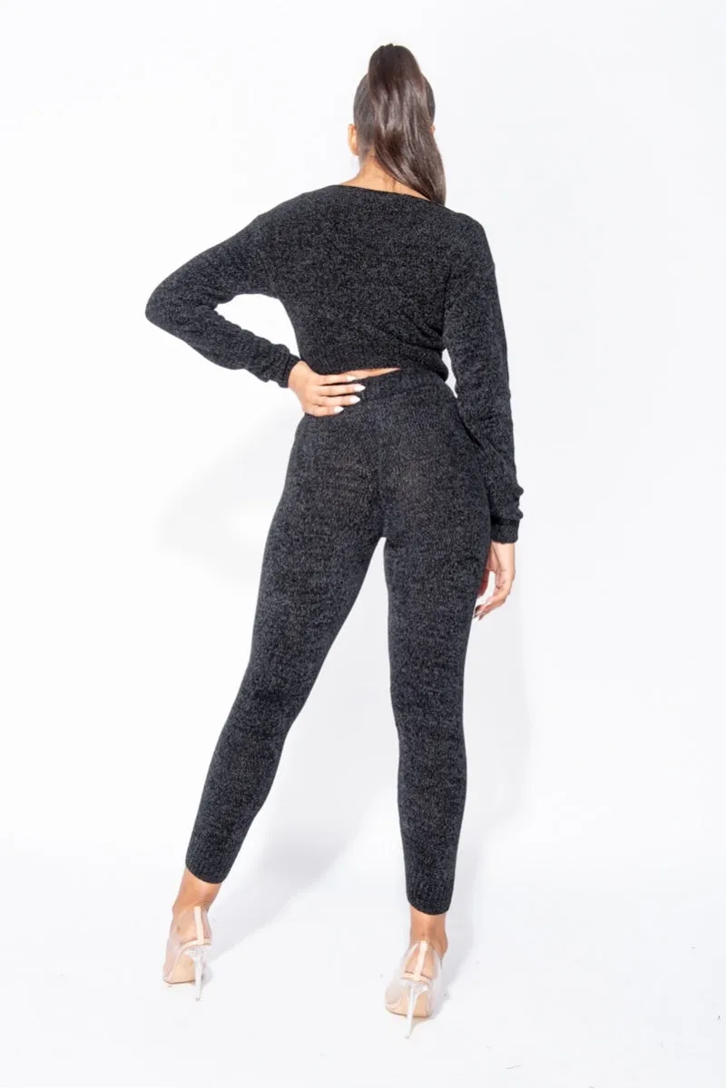 Black Chenille knitted lounge set