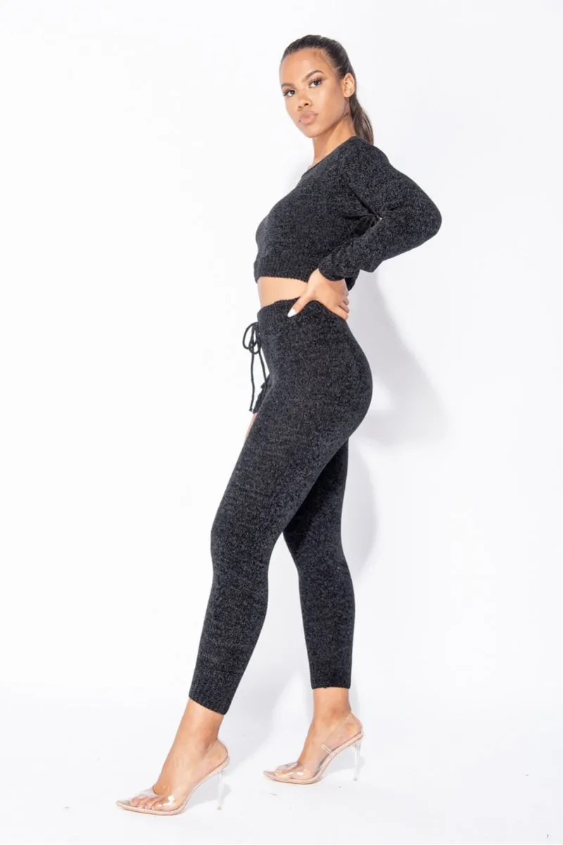 Black Chenille knitted lounge set
