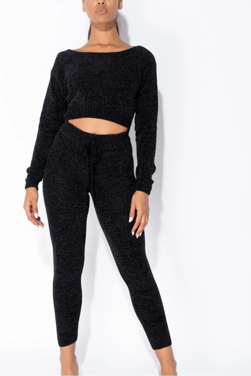 Black Chenille knitted lounge set