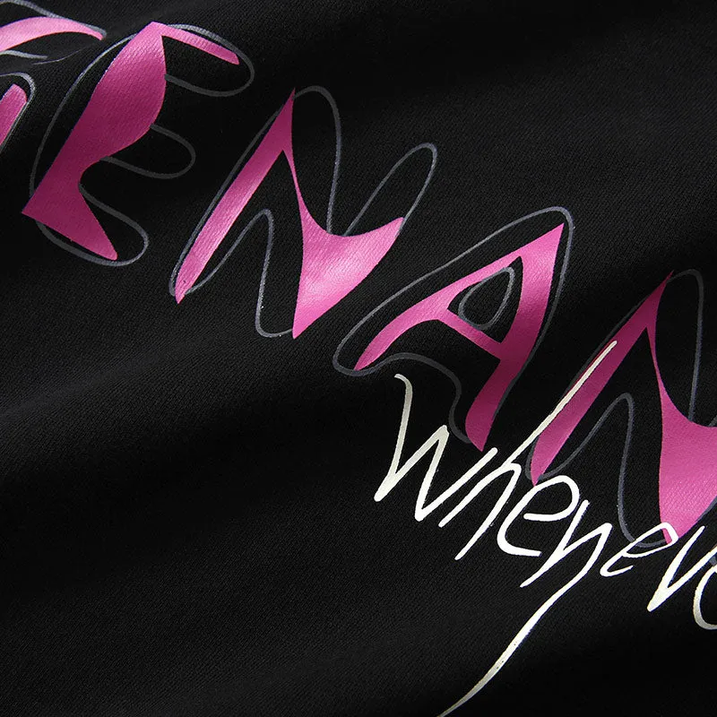 Black Contrast Color Spliced Graffiti Hoodies