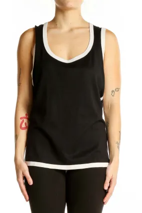 Black Cotton-Silk Blend Tank Top