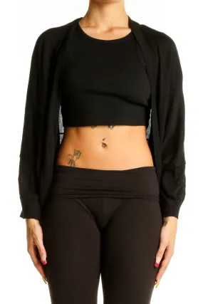 Black Cropped Cardigan and Tank Top Set