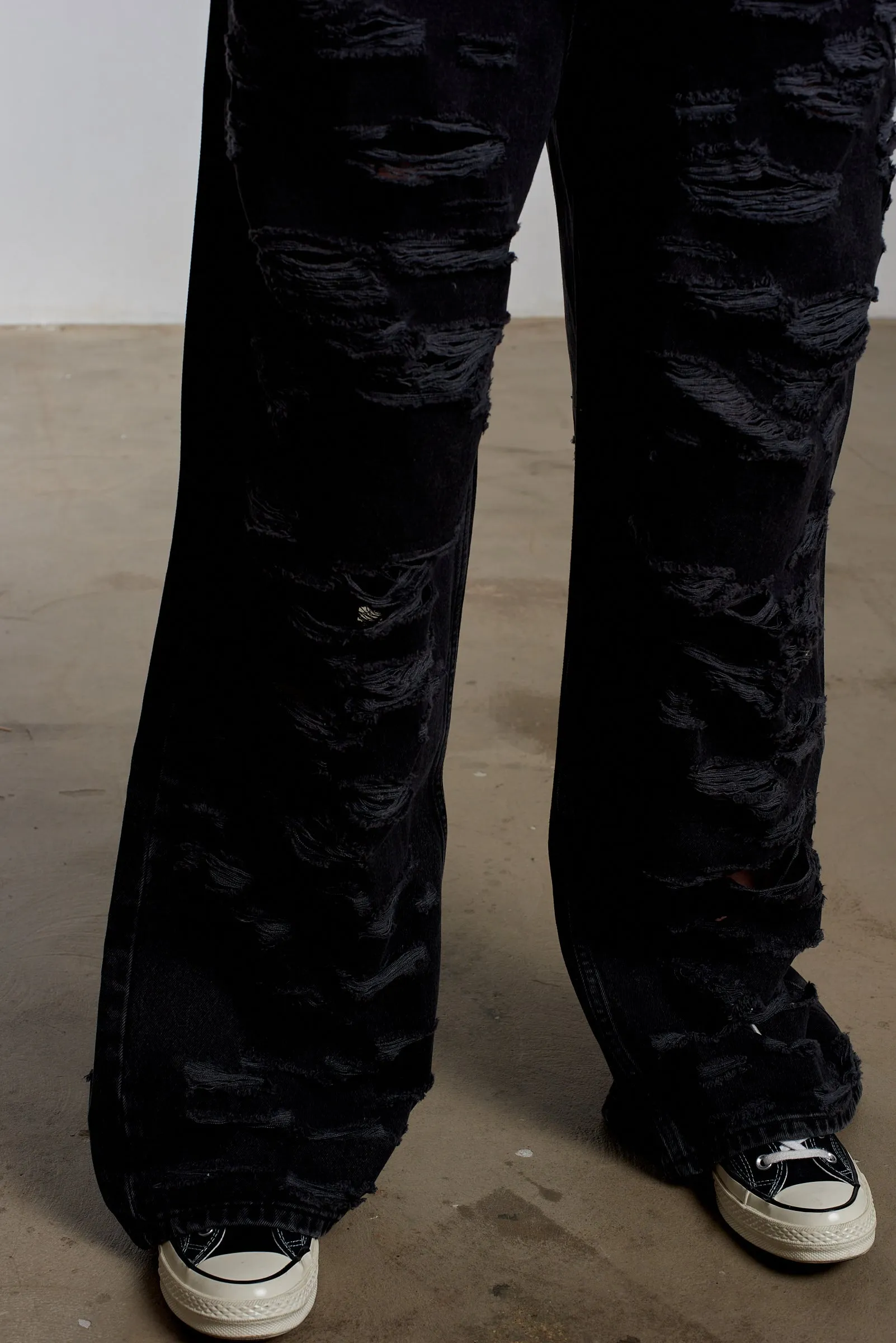 Black Distressed Release Jean