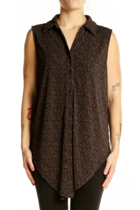 Black Dotted Sleeveless Blouse