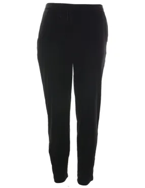 Black Elasticated Waist Velvet Trousers - W26 L28