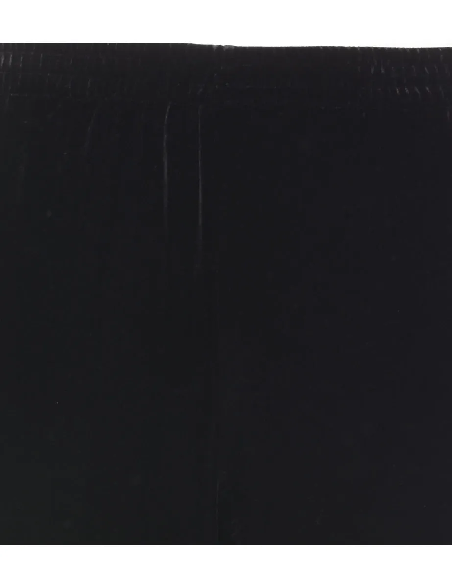 Black Elasticated Waist Velvet Trousers - W26 L28