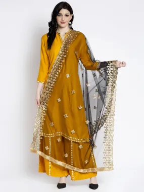 Black Embellished Net Dupatta