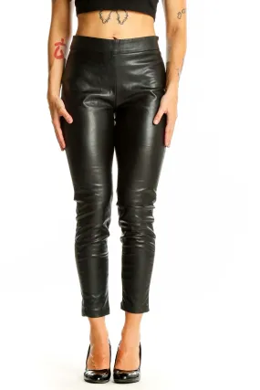 Black Faux Leather Slim-Fit Pants