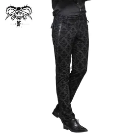 Black Flocking Pants w/ Side Lace Detail