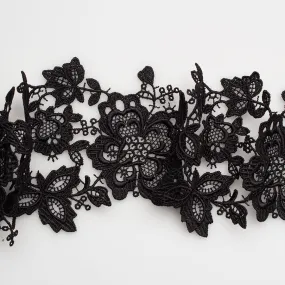 Black Floral Guipure Trim