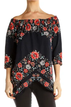 Black Floral Off-Shoulder Top
