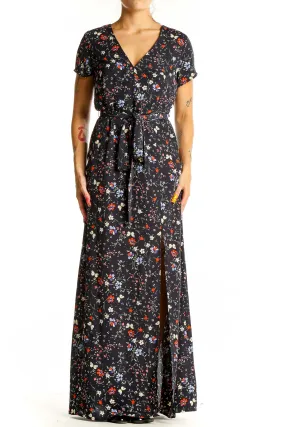 Black Floral Print Maxi Dress