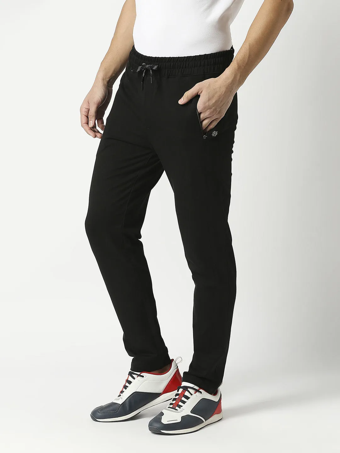 Black French Terry Lycra Track Pants