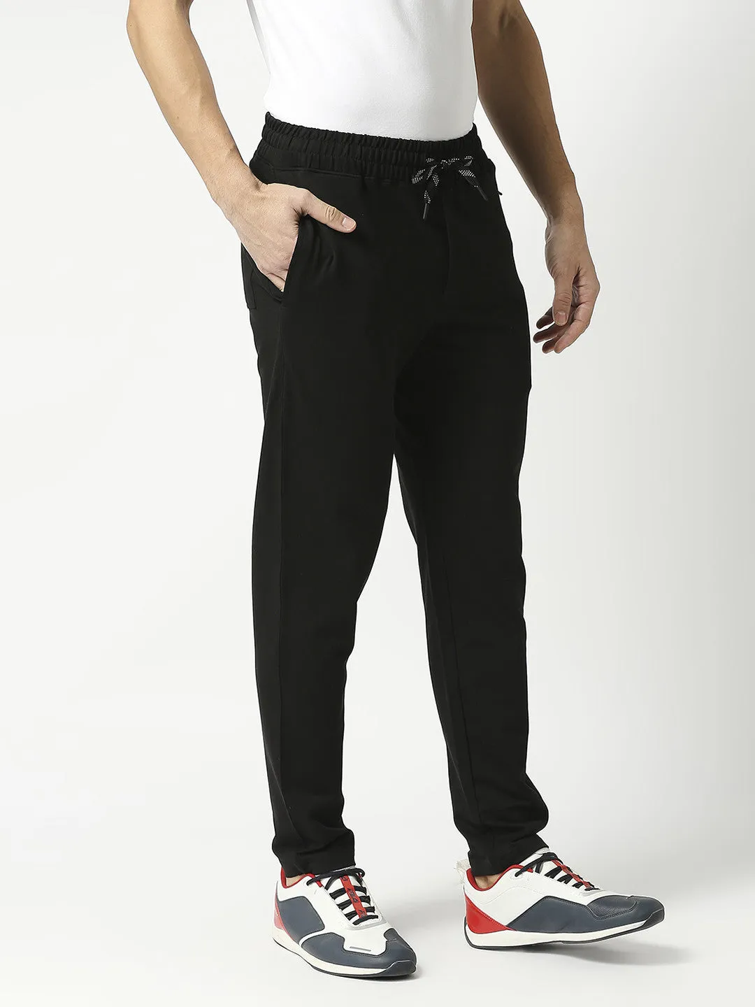 Black French Terry Lycra Track Pants