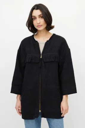 Black Fringe Tweed Jacket