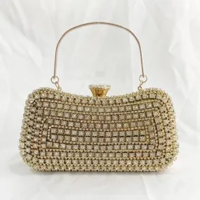 Black Gold Silver Pvc Pu Leather Stripe Rhinestone Square Evening Bags