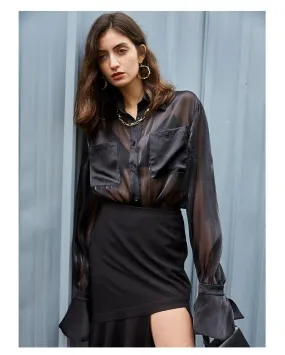 Black Gothic Organza Long Sleeve Blouse (Thin & Breathable) - Perfect Street Style by amyenjoylife