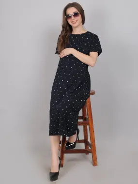 Black Heart Knitted Cotton Maternity Loungewear Dress