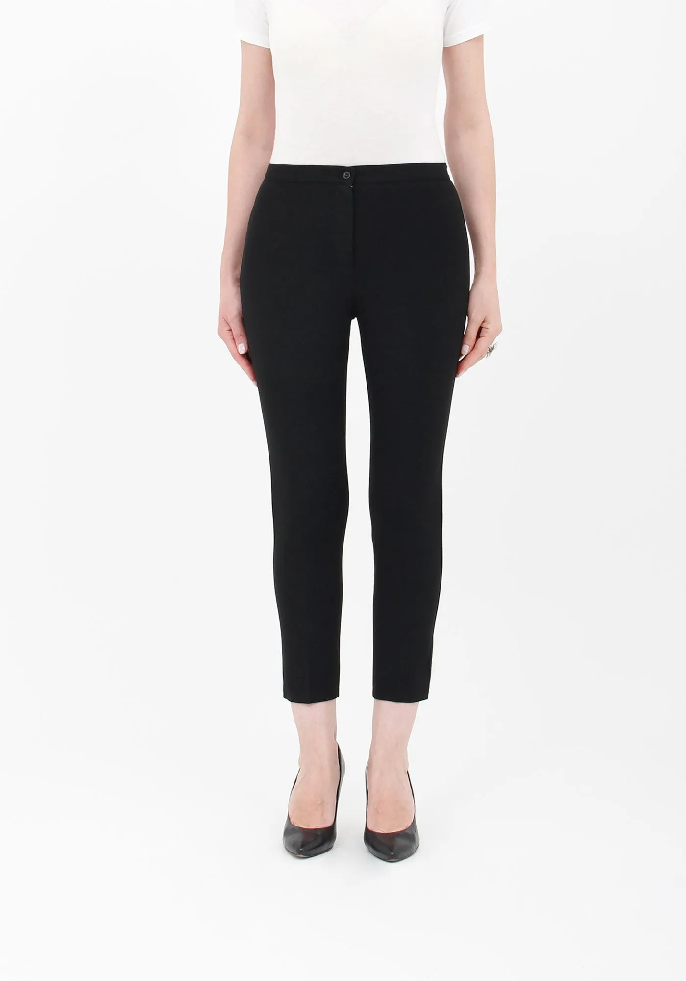 Black High Waist Slim Fit Stretchy Skinny Work Pants - G-Line