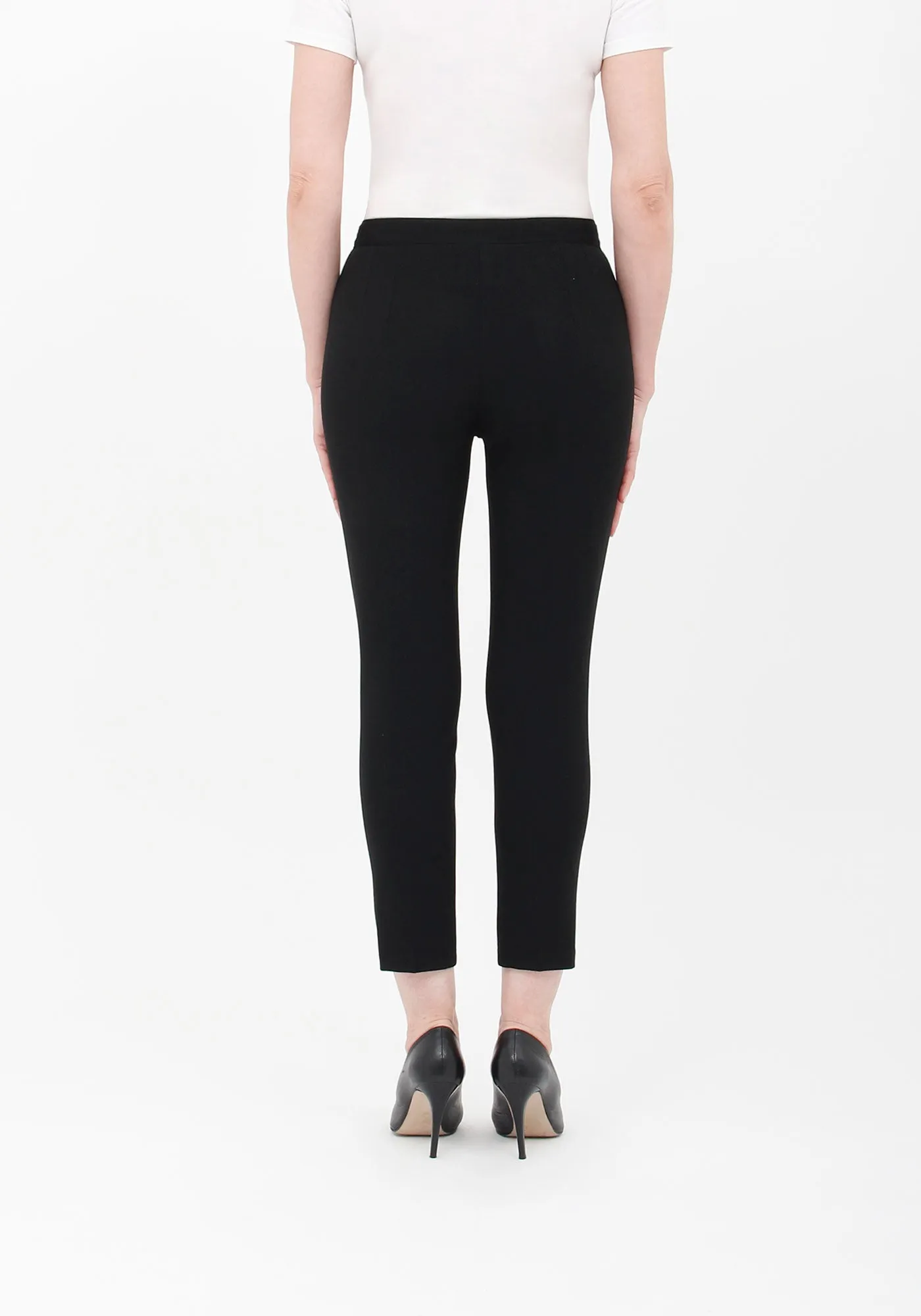 Black High Waist Slim Fit Stretchy Skinny Work Pants - G-Line