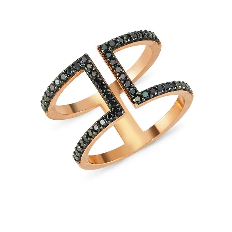 Black Ires Dainty Double Band Silver Stackable Ring