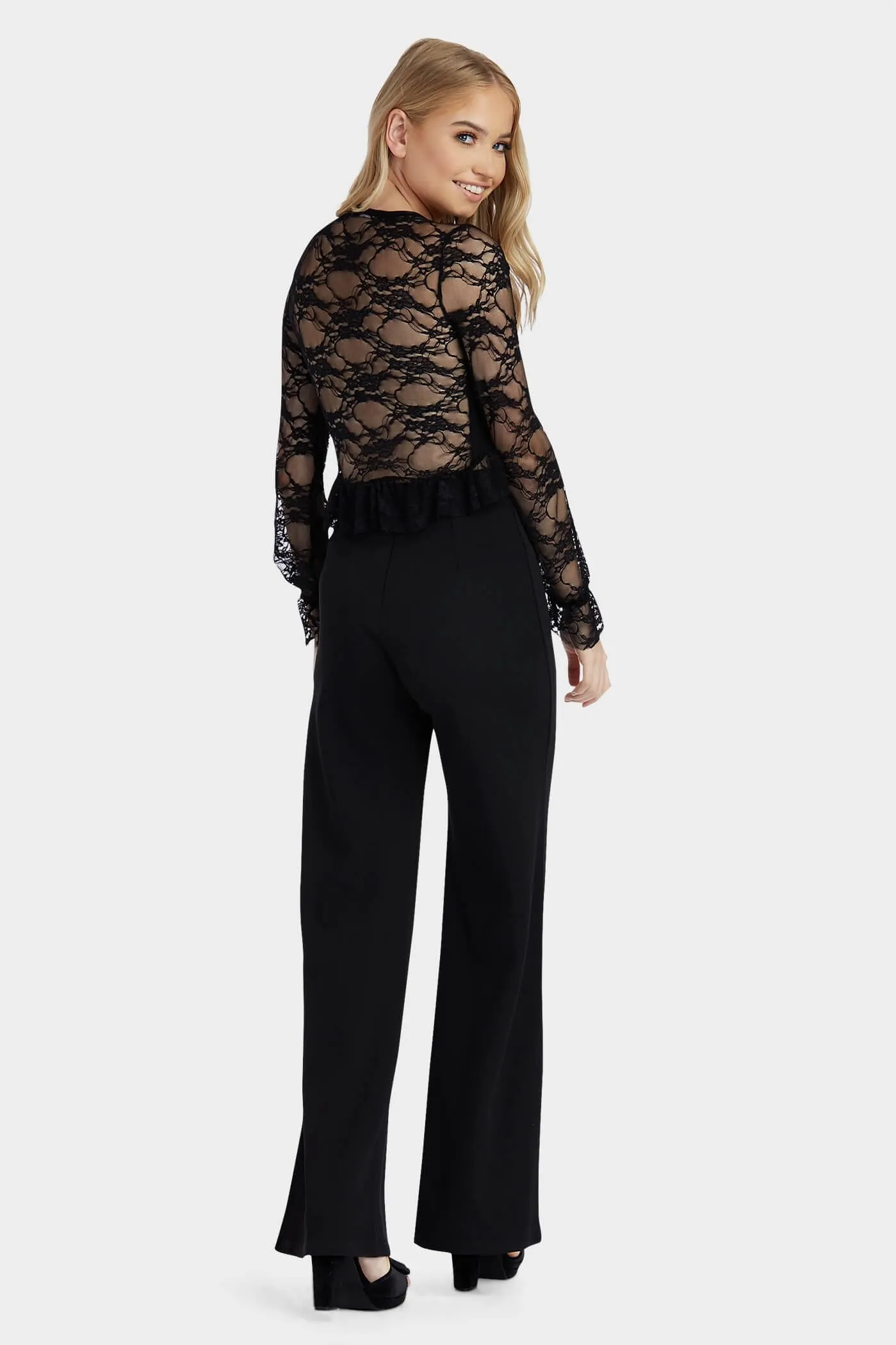 Black Lace Mesh Crop Top