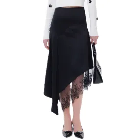 Black Lace Patchwork Irregular Half-Length Skirt