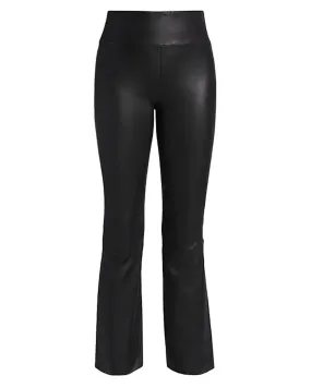 Black Leather Ankle Flare Legging