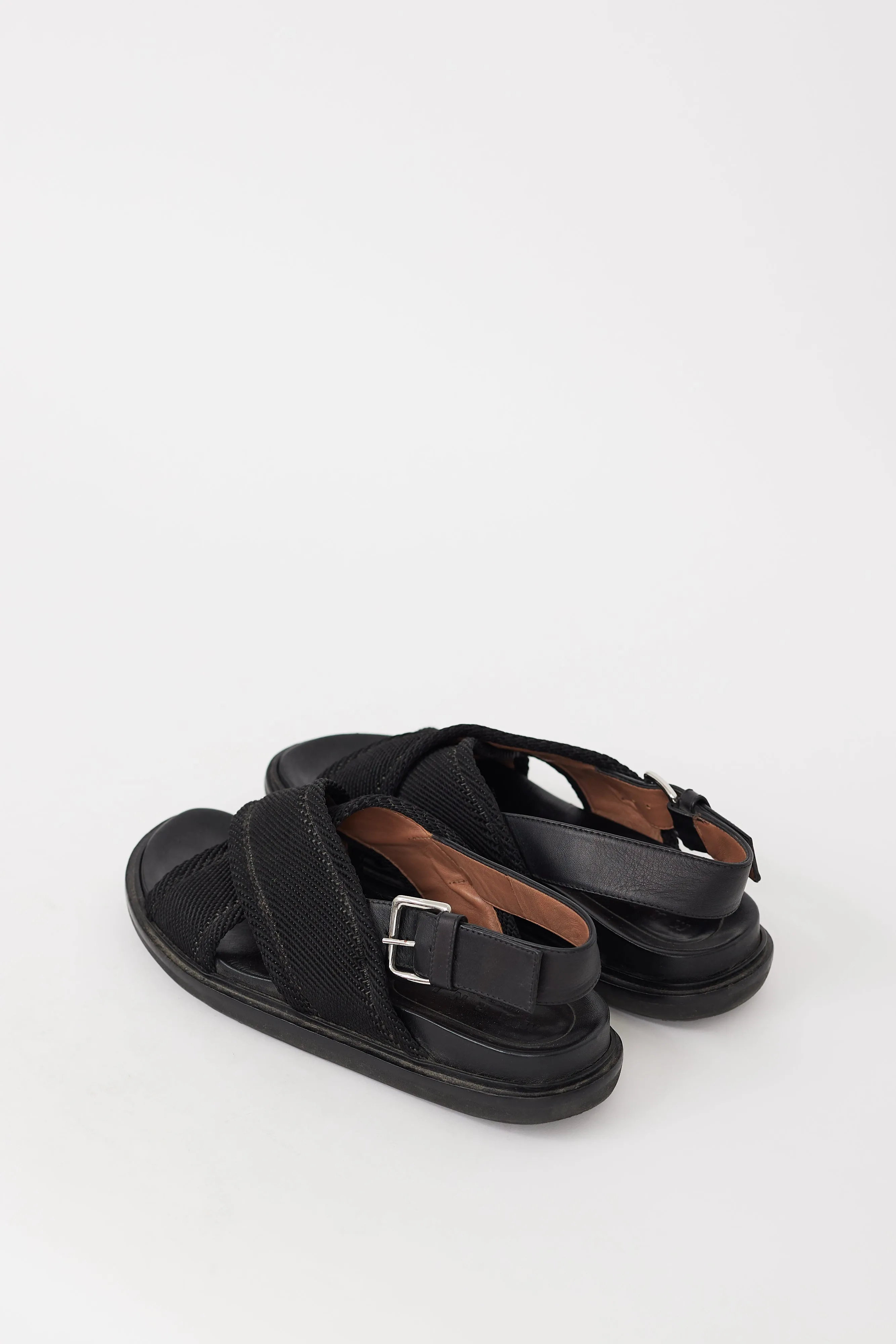Black Leather Criss Cross Sandal