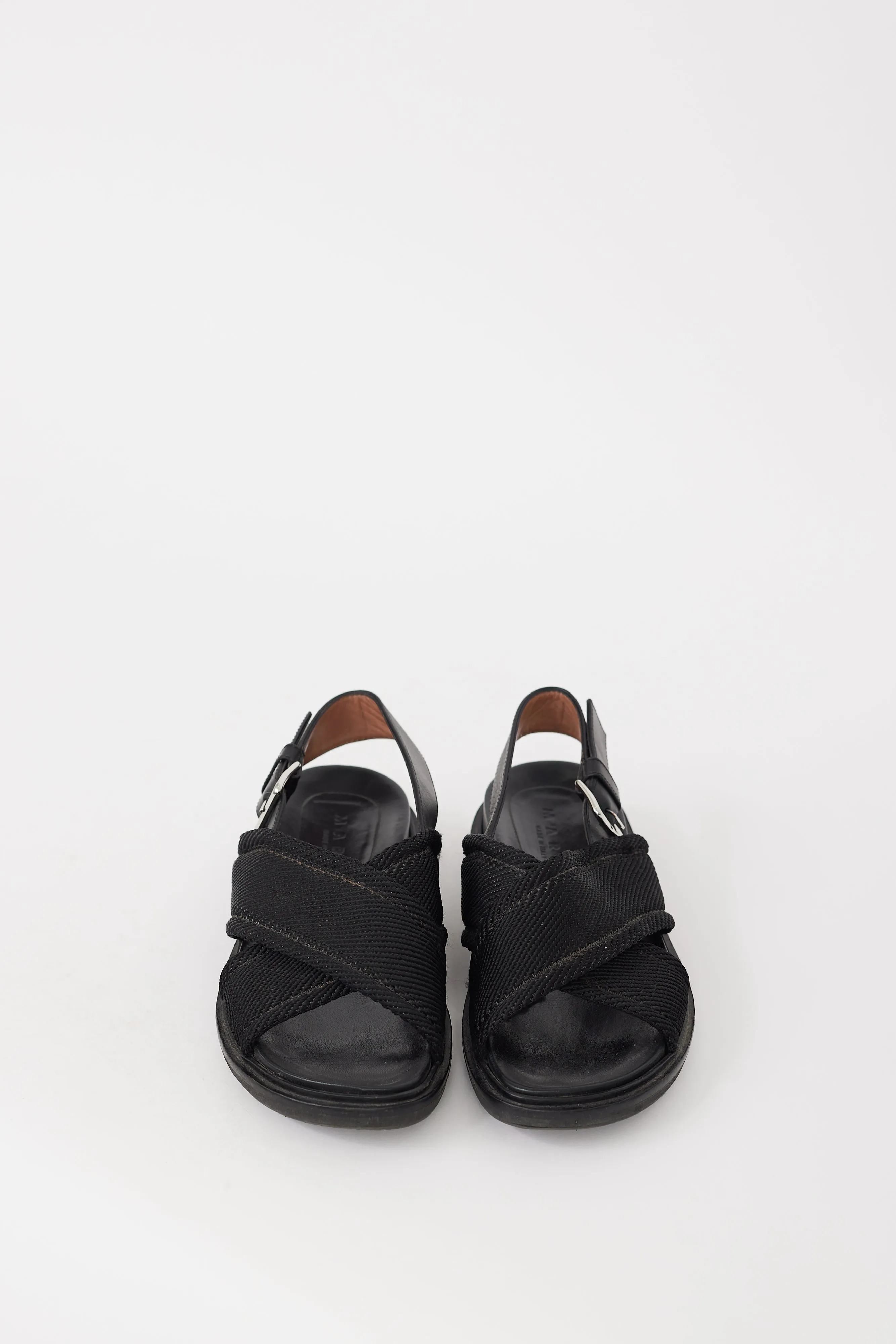 Black Leather Criss Cross Sandal