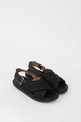 Black Leather Criss Cross Sandal