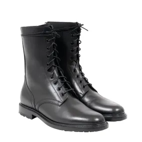 Black Leather Side Zip Combat Boots