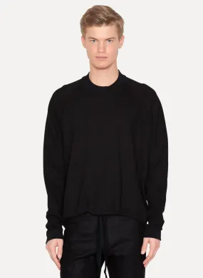 Black Linen Cotton Crewneck Sweat