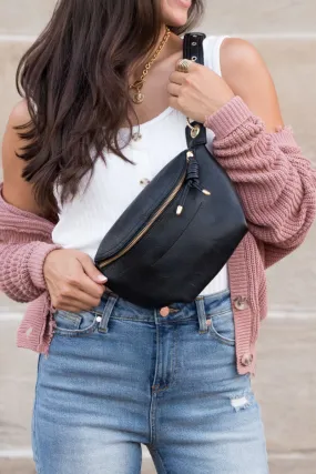 Black Luxe Convertible Sling Belt Bum Bag