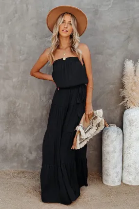 Black Maxi Dress With A Tie Waist