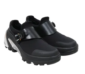 Black Mesh Buckle Vibram Sole Low Top Sneakers