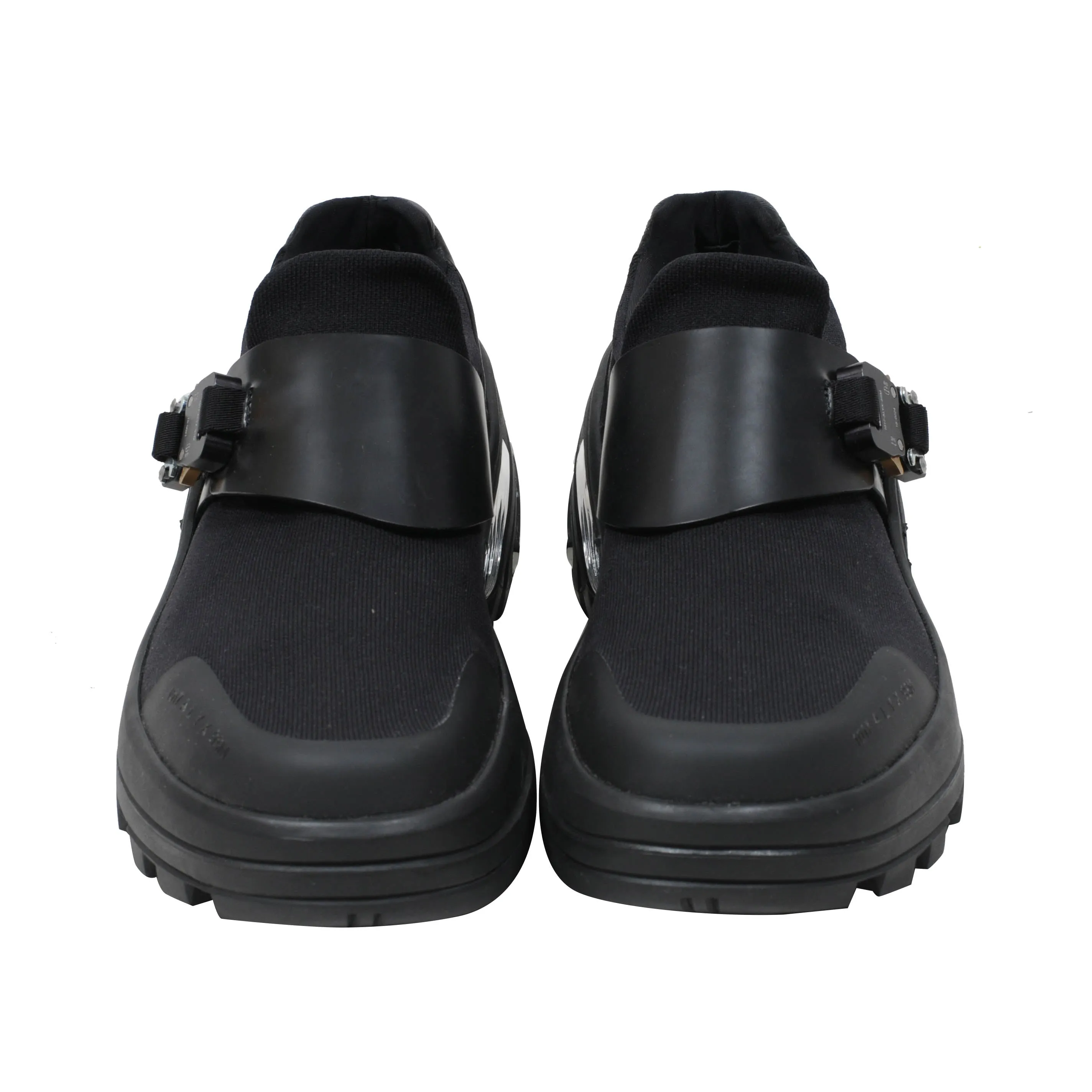 Black Mesh Buckle Vibram Sole Low Top Sneakers