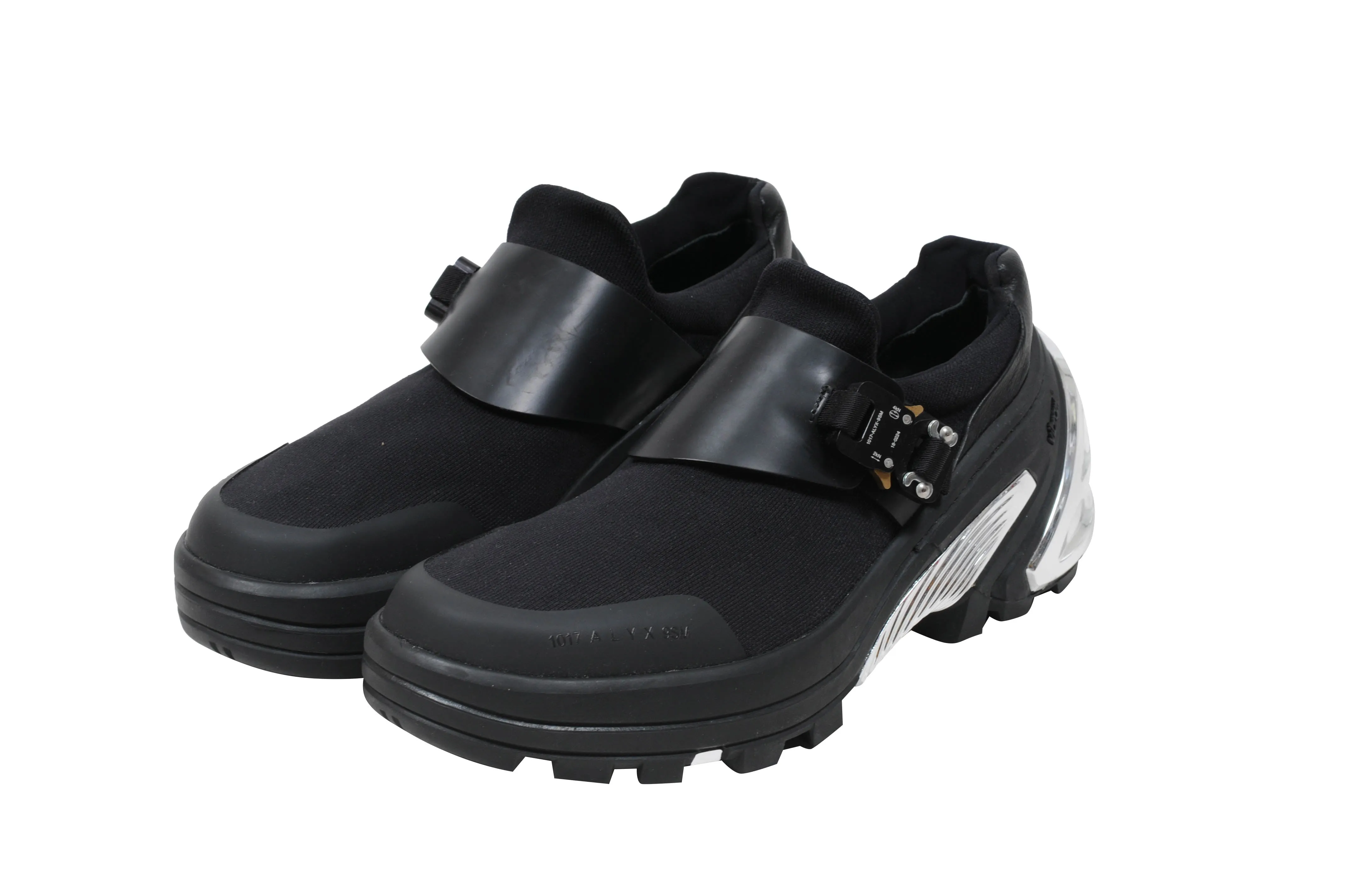 Black Mesh Buckle Vibram Sole Low Top Sneakers