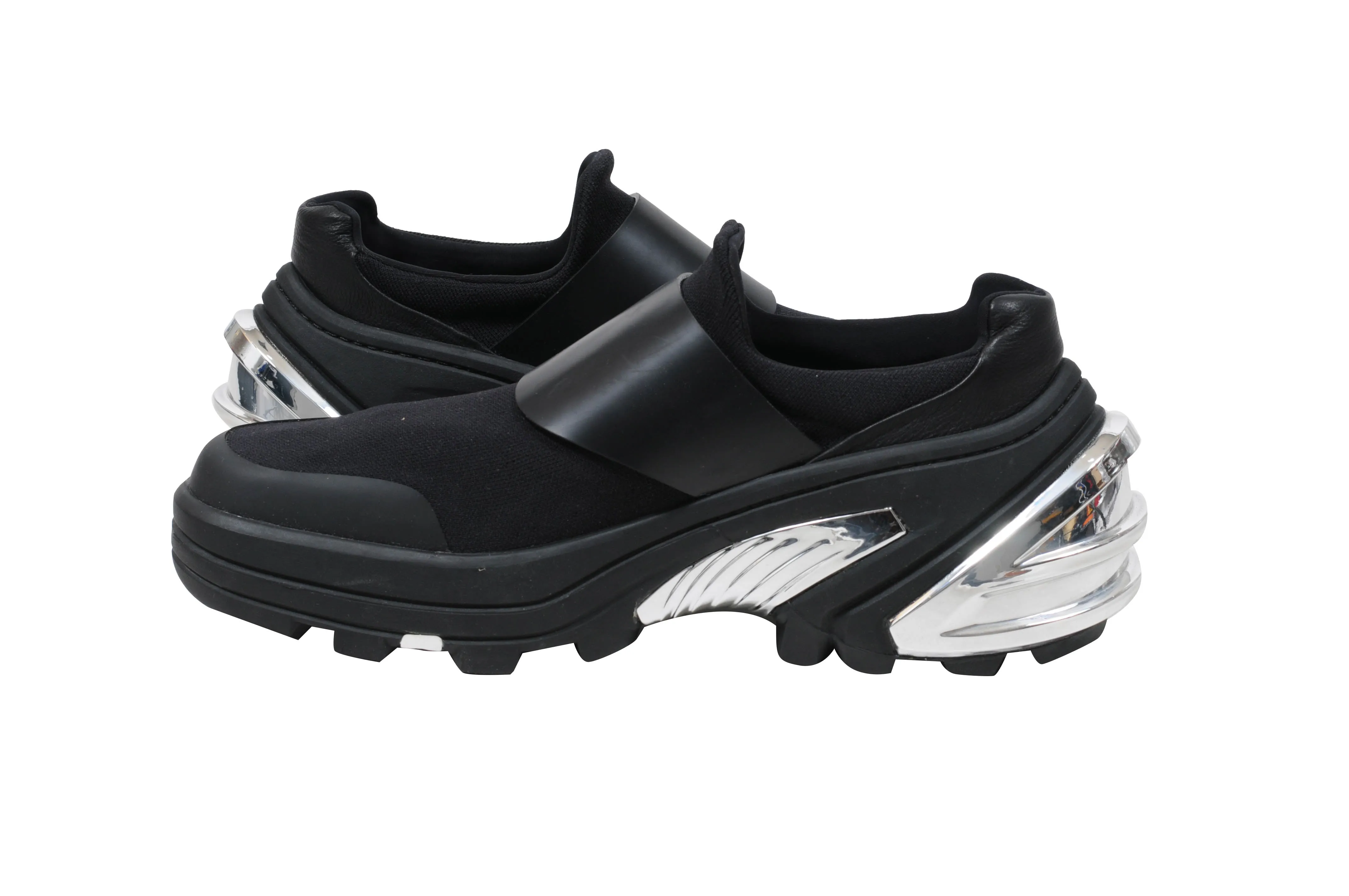 Black Mesh Buckle Vibram Sole Low Top Sneakers