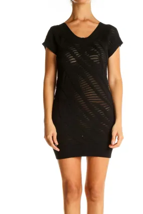 Black Mesh Cocktail Sheath Dress