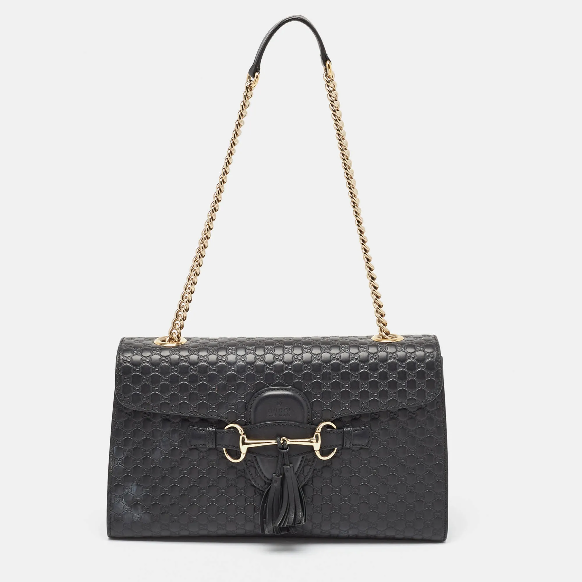 Black Microguccissima Leather Medium Emily Shoulder Bag