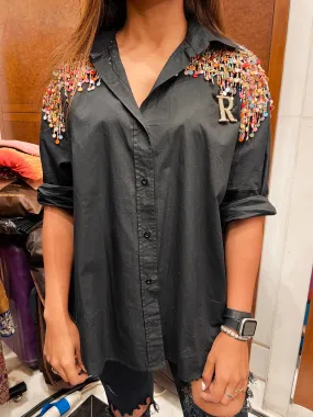 Black Multicolour Tassel Personalised Shirt