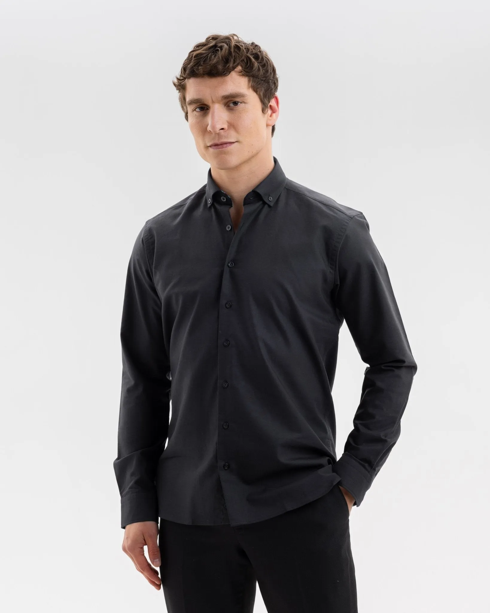 Black Oxford with Skulls Accents Button-Down Shirt