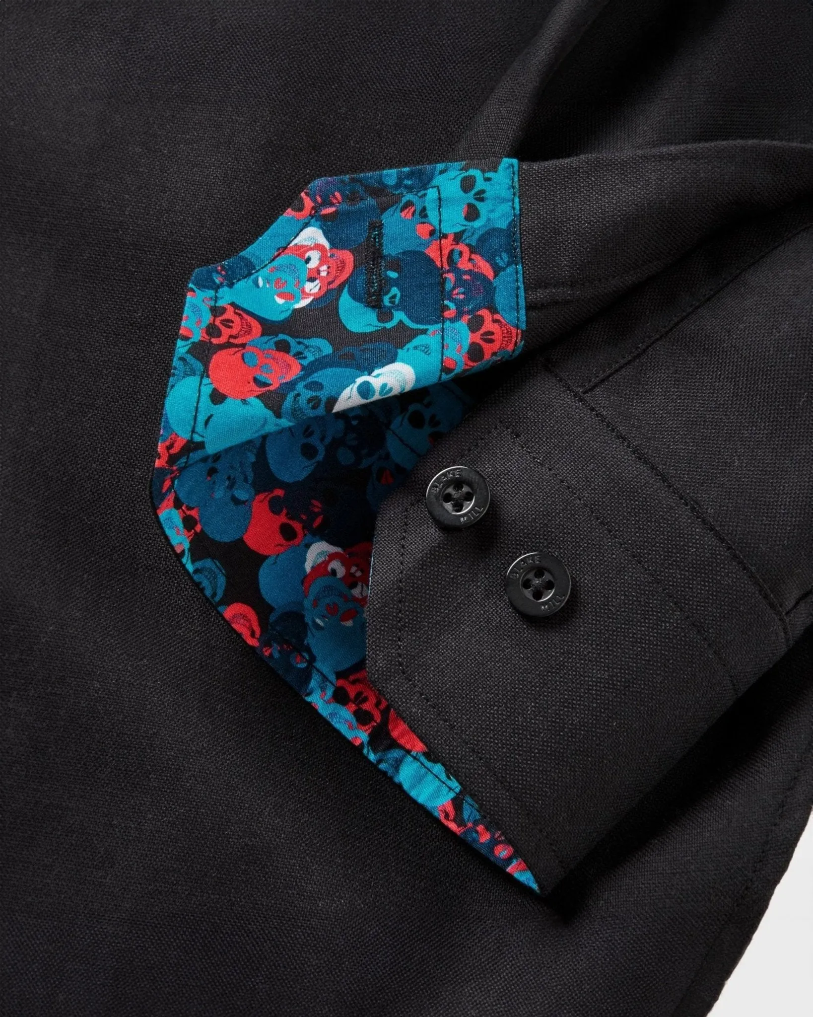 Black Oxford with Skulls Accents Button-Down Shirt