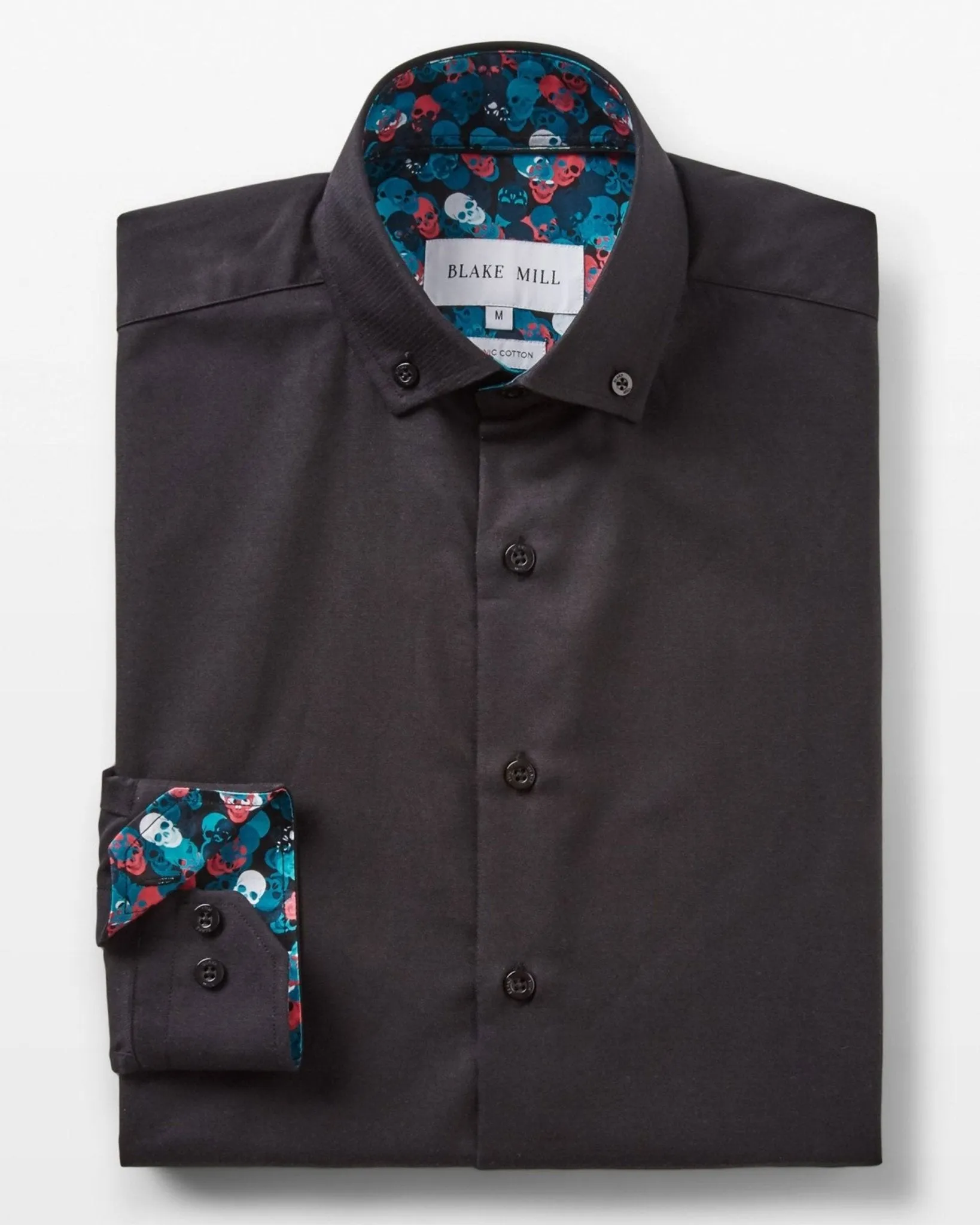 Black Oxford with Skulls Accents Button-Down Shirt