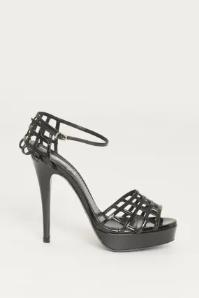Black Patent Resille 105 Preowned Heeled Sandals