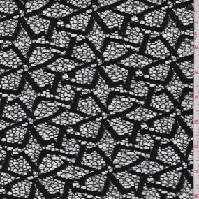 Black Pinwheel Mesh Lace Fabric